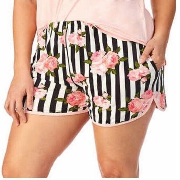 Betsey Johnson Floral Stripe Lounge Sleep Shorts 3x - Picture 1 of 5